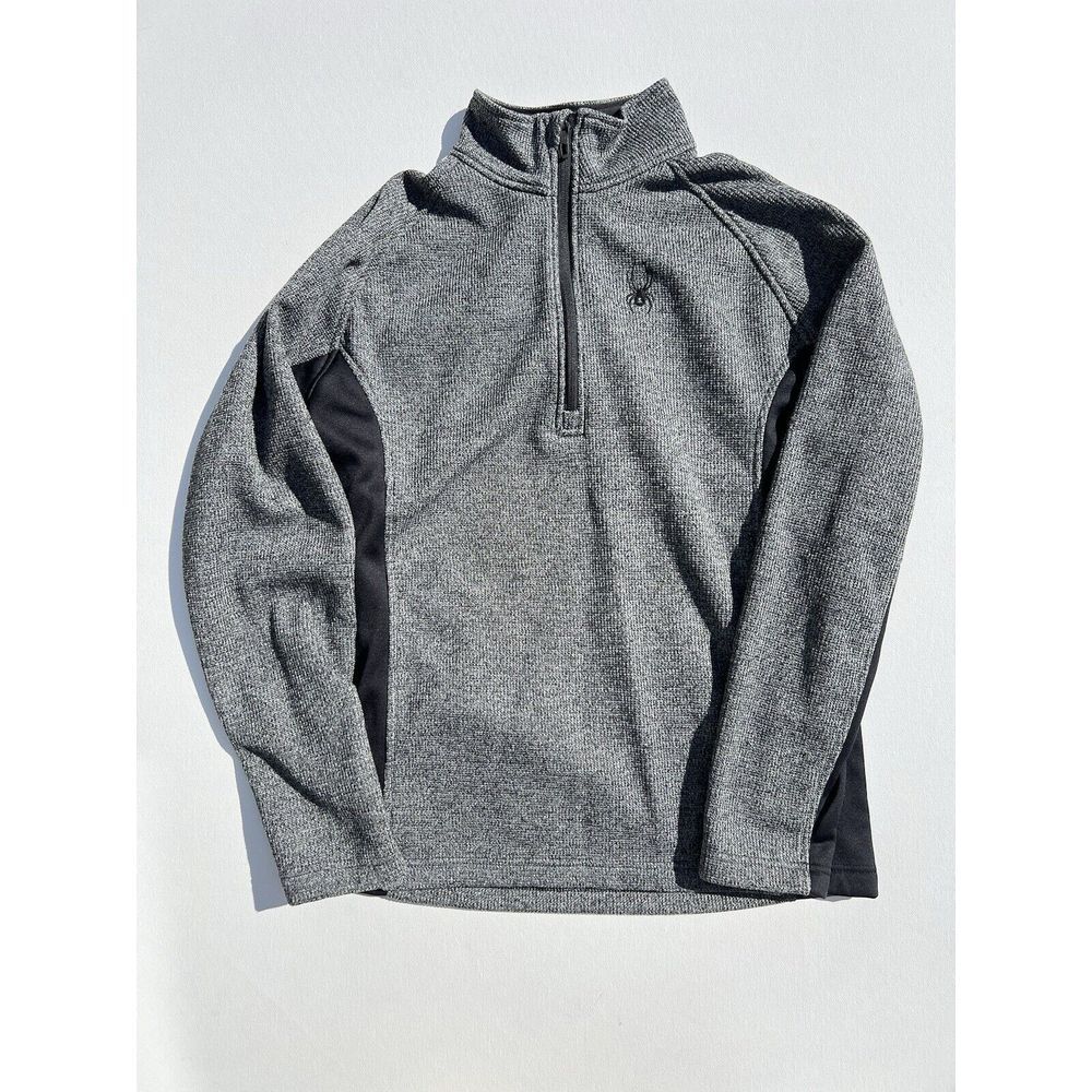 Spyder Quarter Zip Pullover Thermal Sweater Gray‎ Black Men's Size L LARGE